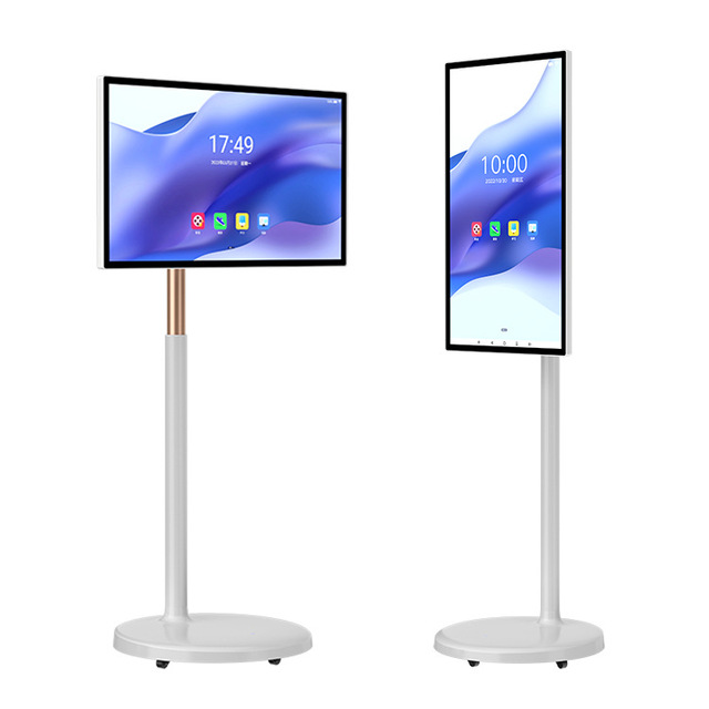 New Design Flat Screen TV 23.8 21 19 Inch White Movable TV Smart Portable TV with Stand