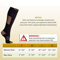 Vente en gros de chaussettes de compression personnalisées pour femmes/hommes 20-30mmhg cuivre à hauteur du genou pour le vol sportif avec logo Technics tricoté sur le corps