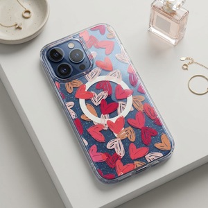 Funda Magnética Resistente de PC y TPU con Diseño de Corazón y Purpurina para <span class=keywords><strong>iPhone</strong></span> 17 16 15 y Samsung Galaxy S26 S25 S24, Carcasa Antigolpes - Product Image 3