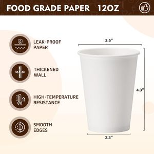 Papiers kraft professionnels 4oz-14oz, gobelets à café jetables recyclables à paroi simple, blancs, personnalisés - Product Image 2
