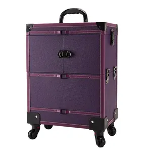 Grande capacità Nail Manicure Trolley custodia cosmetica in pelle di smalto per unghie Organizer custodie da viaggio Nail Art Makeup Case con ruote