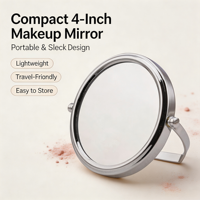 Miroir cosmétique portable double face compact pliable de 4 pouces avec cadre métallique personnalisé