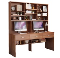 Bureau d'angle avec bibliothèque intégrée, bureau d'ordinateur combiné avec bibliothèque, style luxe léger, bureau d'étude à domicile avec dossier