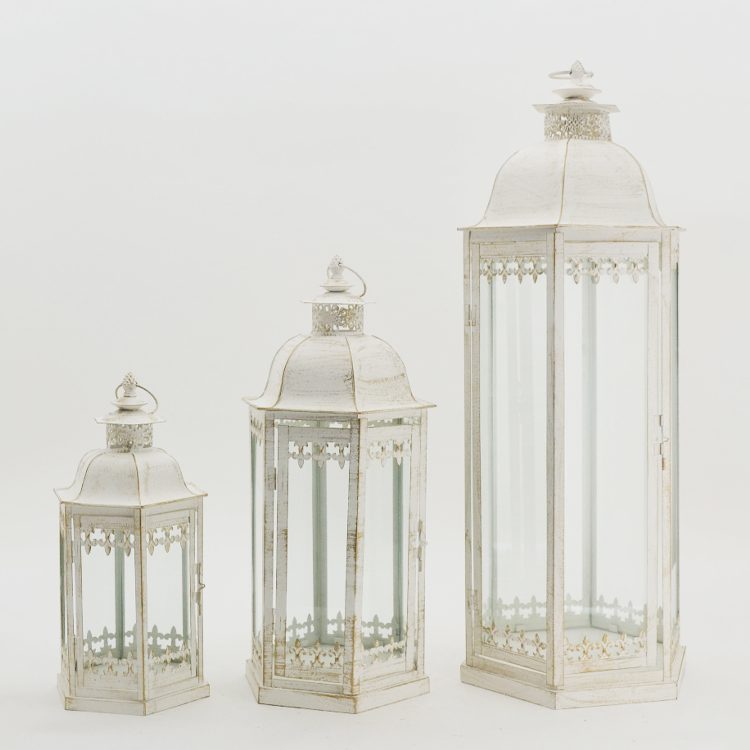 Set di 2 lanterne da giardino, lanterne decorative per esterni e interni, per balcone e giardino, in stile retrò, per candele, antivento, decorazione per la casa, Natale, Halloween, portacandele