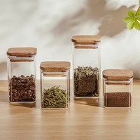 Tapa de bambú de madera cuadrada pulida personalizada de fábrica con sello de goma para tarros de almacenamiento Tapa de tarros de vidrio