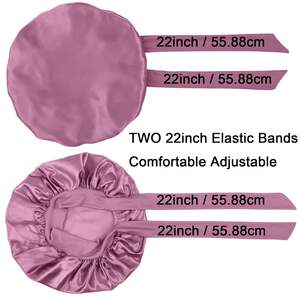 หมวกคลุมผมผ้าซาติน หมวกคลุมผมผ้าไหม หมวกคลุมผมยางยืดแบบกว้าง หมวกคลุมผมนุ่มสำหรับนอน หมวกคลุมผมสำหรับผมหยิก หมวกคลุมผมสำหรับอาบน้ำ - Product Image 5