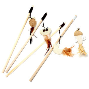 猫おもちゃセット木製組み合わせ子猫猫ティーザースティックおもちゃ - Product Image 1