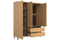 Ensemble de meubles de chambre à coucher de luxe contemporain en bois clair certifié FSC, sur mesure OEM, avec cadre de lit King Size et armoire à 3 portes, pour appartement et hôtel