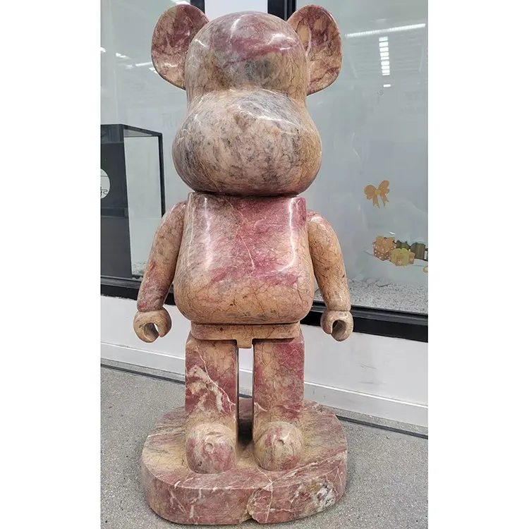 Custom marble toy figure bearbrick bear stone carvings and sculptures