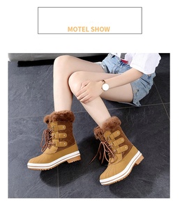 Stivali da neve invernali impermeabili 2023 da donna in pizzo antiscivolo molto caldo e resistente al freddo suola antiscivolo - Product Image 4