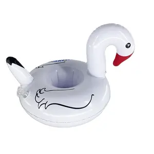 Alta Calidad De fábrica directamente proveedor personalizado PVC inflable blanco Cisne flotador bebida piscina portavasos para el verano