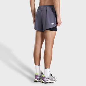 Short de course uni 2 en 1 à séchage rapide en polyester avec logo personnalisé pour hommes grande taille 2 couches Short de sport respirant - Product Image 3
