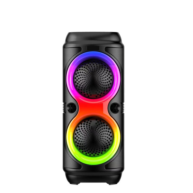 Portable Outdoor for Bluetooth Speaker Dual Microphone RGB LED Lighting Power Bank and Wireless Charger-for TWS Audio Usage