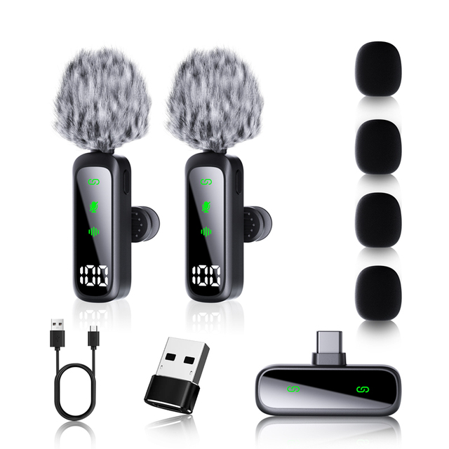 T20 Mini Portable Clip on Phone Microphone 2.4GHz Wireless Lavalier Lapel Microphones for Mobile Phone