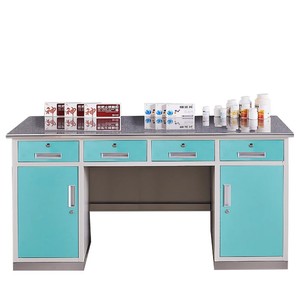 Mesa de Tratamiento Médico con Superficie de Acero Inoxidable, Gabinete de 2 Puertas con Cajones, Uso Hospitalario, Duradero - Product Image 2