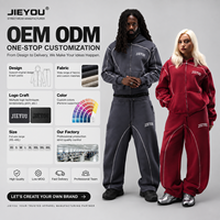 Ensemble de survêtement en molleton de coton biologique mélangé avec fermeture éclair et pantalon de jogging pour homme, personnalisable avec LOGO brodé et passepoil, style athleisure décontracté