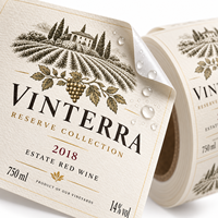 Étiquettes personnalisées de haute qualité pour bouteilles de vin rouge, avant et arrière, avec logo, art, texte, papier texturé, autocollants dorés, imperméables, résistants aux UV, en coton
