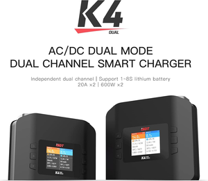 เครื่องชาร์จแบตเตอรี่ K4ความสมดุล1-8S AC 400W 600Wx2วัสดุ ABS อัจฉริยะความเร็วสูง12-24V โดรนแข่งขัน - Product Image 5