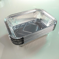 Conteneur en aluminium argenté, résistant au four, jetable pour barbecue et emballage à emporter
