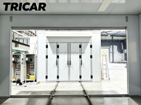 Cabine de peinture TRICAR avec four de séchage, chauffage au brûleur diesel, éclairage LED, température de cuisson 80°C, système complet de peinture en poudre