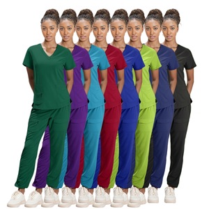 Unisex <b>Scrub</b> Set Moisture Wicking Knitted Split Uniform Hospital Workwear - Product Image 5