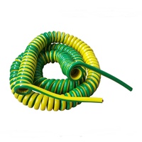 Cable de alimentación en espiral personalizado, chaqueta de PU de un solo núcleo, 2.5mm2, color amarillo y verde, 3m