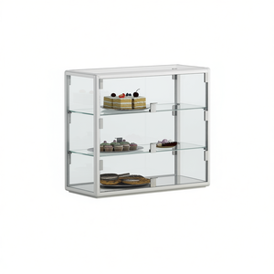 Vitrina de Pastelería con Marco de Aluminio, 63x23x51cm, Acabado Blanco, Vidrio Templado, 2 Estantes Ajustables en Altura - Product Image 2