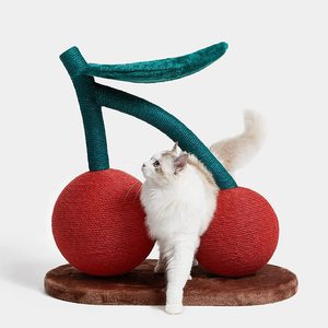 Nuevo diseño: Rascador para gatos con bola naranja, poste rascador para mascotas con cuerda de sisal, poste rascador para gatos con diseño de cereza para gatos y gatitos. - Product Image 1