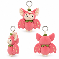 Porte-clés en peluche personnalisé, animaux créatifs, pendentif jouet en peluche, poupée, motif fraise, chauve-souris, monstre