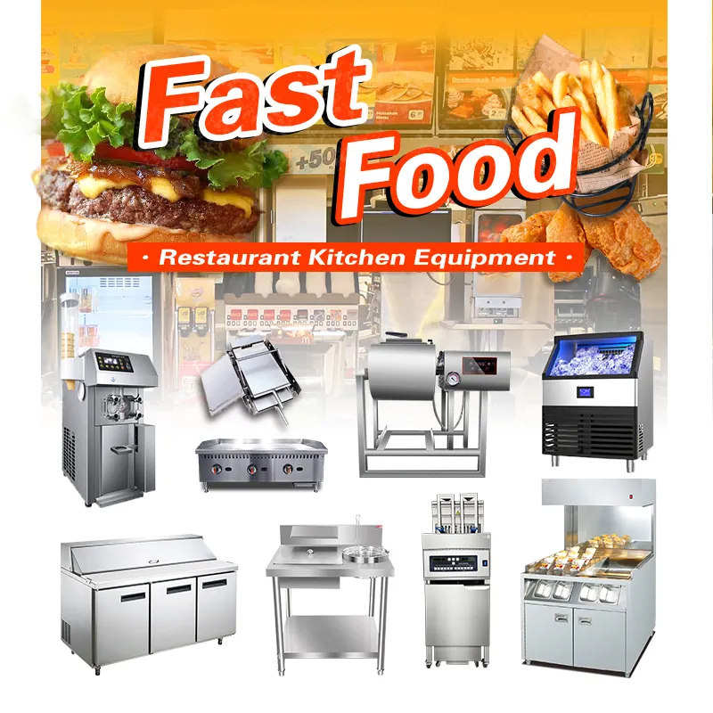 Equipamento comercial de cozinha para restaurantes KFC Mcdonalds Burger Equipamento profissional de cozinha para restaurantes de fast food