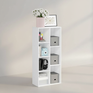 Étagère autoportante à 2 colonnes, unité de <span class=keywords><strong>rangement</strong></span> ouverte moderne blanche, étagère de <span class=keywords><strong>rangement</strong></span> gain de place à 8 cubes pour chambre et salon - Product Image 1