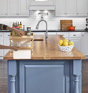 <b>Bamboo</b> Wall Mount <b>Towel</b> Holder with Built-in Razors, Paper Roll and Foil Dispenser with Cutter - Product Image 2