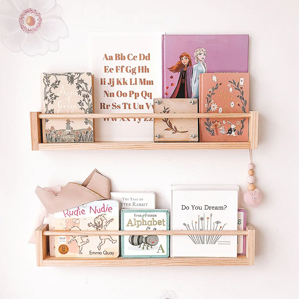 Estante colgante de madera para decoración de habitación de niños, estantería flotante de montaje en pared para guardería, hogar, Libros
