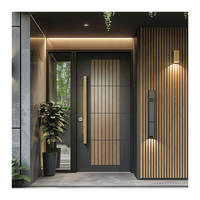 Porte d'entrée principale en bois à double vitrage moderne, en aluminium, sécurisée, résidentielle pour villa et maison