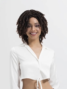 Nouvelle Mode Naturel Afro Crépus Bouclés Crochet Machine Made Synthétique Ombre Perruques Pour Les Femmes Noires Dreadlocks Cosplay Perruques - Product Image 2