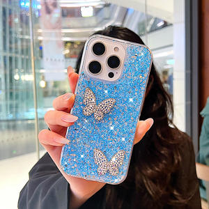 Custodia per <span class=keywords><strong>iPhone</strong></span> Glitter lucida con decorazione a farfalla strass, Cover per telefono in cristallo multicolore per <span class=keywords><strong>iPhone</strong></span> 16/15/14/<span class=keywords><strong>13</strong></span>/12/11 Pro Max - Product Image 3