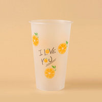 Gobelet en plastique givré personnalisable avec logo, diamètre 90 mm, 12, 16, 20, 24 oz, pour thé au lait, café glacé, avec couvercle – Vente en gros