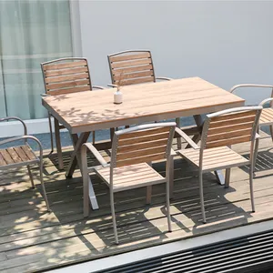 Özelleştirilmiş tasarım fabrika satış lüks yeni stil restoran plastik ahşap açık masa sandalye seti