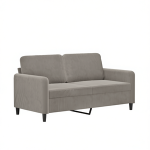 Divano a 2 Posti in Velluto Grigio Chiaro, 100% Poliestere, Telaio in Metallo e Compensato, Design Moderno per Soggiorno - Product Image 1