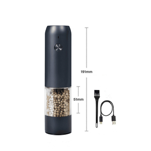 Moulin à poivre électrique contemporain haut de gamme avec meule en céramique certifiée, rechargeable, pour sel et poivre, idéal pour la maison - Product Image 2