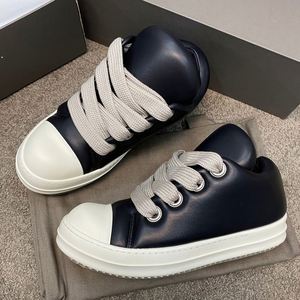 Chaussures décontractées de luxe pour hommes en cuir noir de haute qualité, à bout épais, tendance, pour l'extérieur, toutes saisons, baskets Owens - Product Image 4
