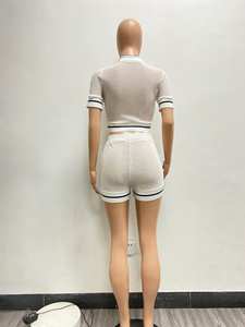 Pronto per la Spedizione S-2XL Completo Due Pezzi Traforato Casual Estivo Sopra il Ginocchio Tinta Unita <span class=keywords><strong>Taglie</strong></span> Forti Skinny Eco-Friendly da <span class=keywords><strong>Donna</strong></span> - Product Image 6