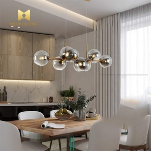 Design créatif <span class=keywords><strong>Boule</strong></span> de <span class=keywords><strong>verre</strong></span> transparente Or Noir <span class=keywords><strong>Lustre</strong></span> LED Salon Salle à manger Suspension - Product Image 5