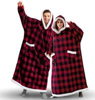 Extralange Flanell-Decke mit Ärmeln Winter-Kapuzenpullover Unisex Fleece-Riesen-TV-Decke Übergroß Neu