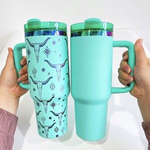 Lot de 8 bouteilles d'eau H2.0 de 40 oz en acier inoxydable avec logo personnalisé, revêtement arc-en-ciel, peinture en poudre, avec poignée pour gravure au laser - Product Image 4