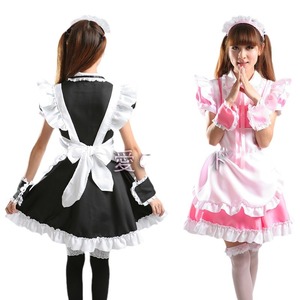 Sweet Lolita Maid Outfit Cosplay Costume Black And Pink Polyester Fiber Uniform For Anime Role Playing - Product Image 2