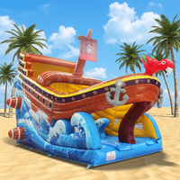 Château gonflable WINSUN écologique en PVC, combo bateau pirate, avec toboggan aquatique et sec, usage commercial intérieur/extérieur