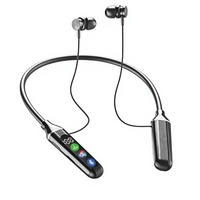 Écouteurs intra-auriculaires à tour de cou 5.4 avec indicateur de batterie LED, faible latence, son stéréo, basses puissantes, pour le gaming, la musique, la course en extérieur, IPX4
