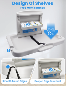 Estación de cambio de bebé comercial, soporte de pared <span class=keywords><strong>para</strong></span> pañales, estación de cambio de bebé plegable/pañales Adopt HDPE materiales seguros <span class=keywords><strong>para</strong></span> bebé - Product Image 6