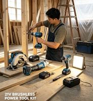Kit combiné d'outils électriques à batterie lithium 21V avec moteur sans balais supérieur pour les travaux de construction et d'atelier intensifs